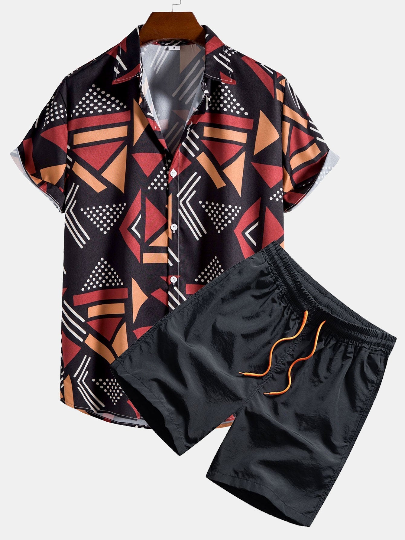 Even | Herreskjorte med geometrisk mønster og badeshorts