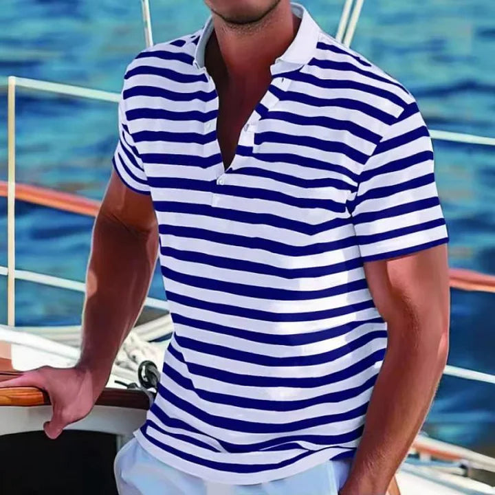 William | Retro Stripet Polo Skjorte til Menn