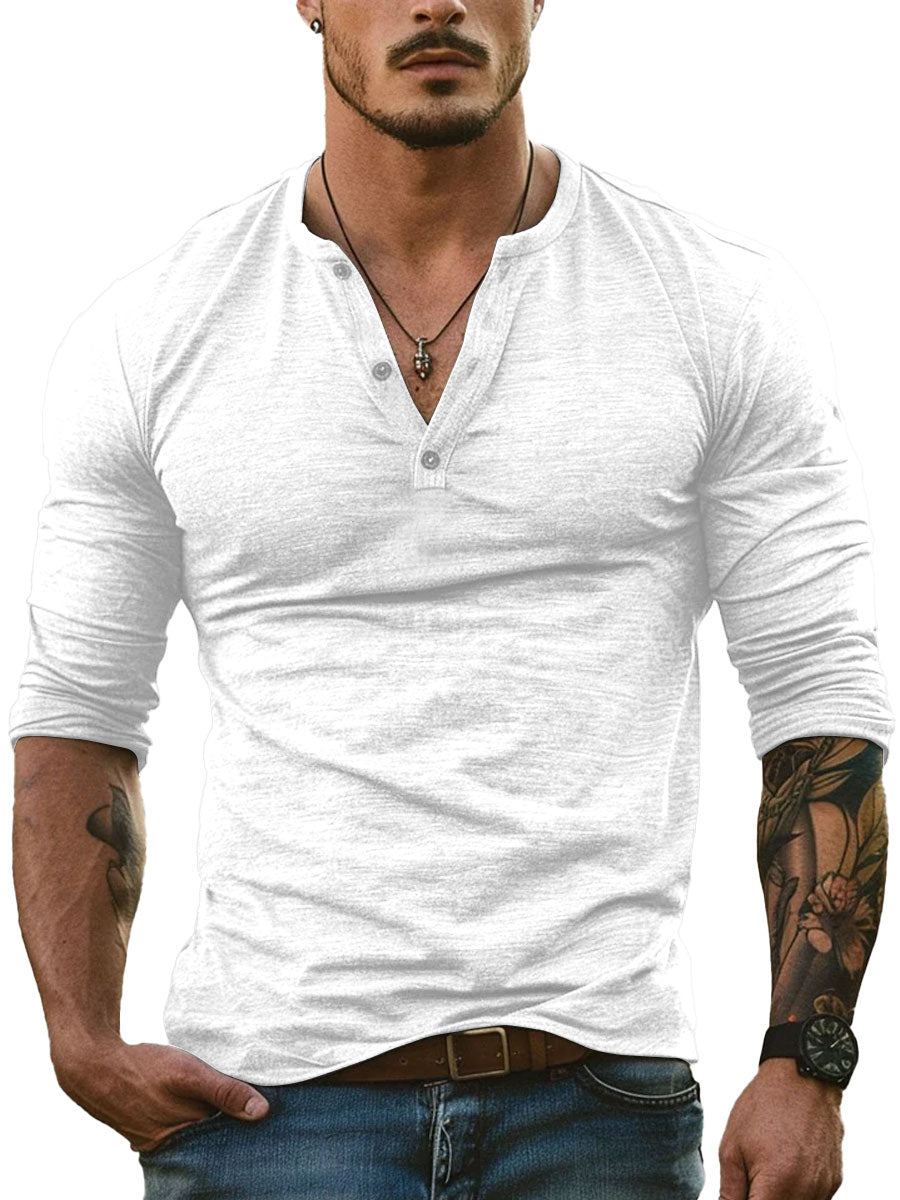 Mikkel | Langermet T-skjorte med Henley-krage for menn