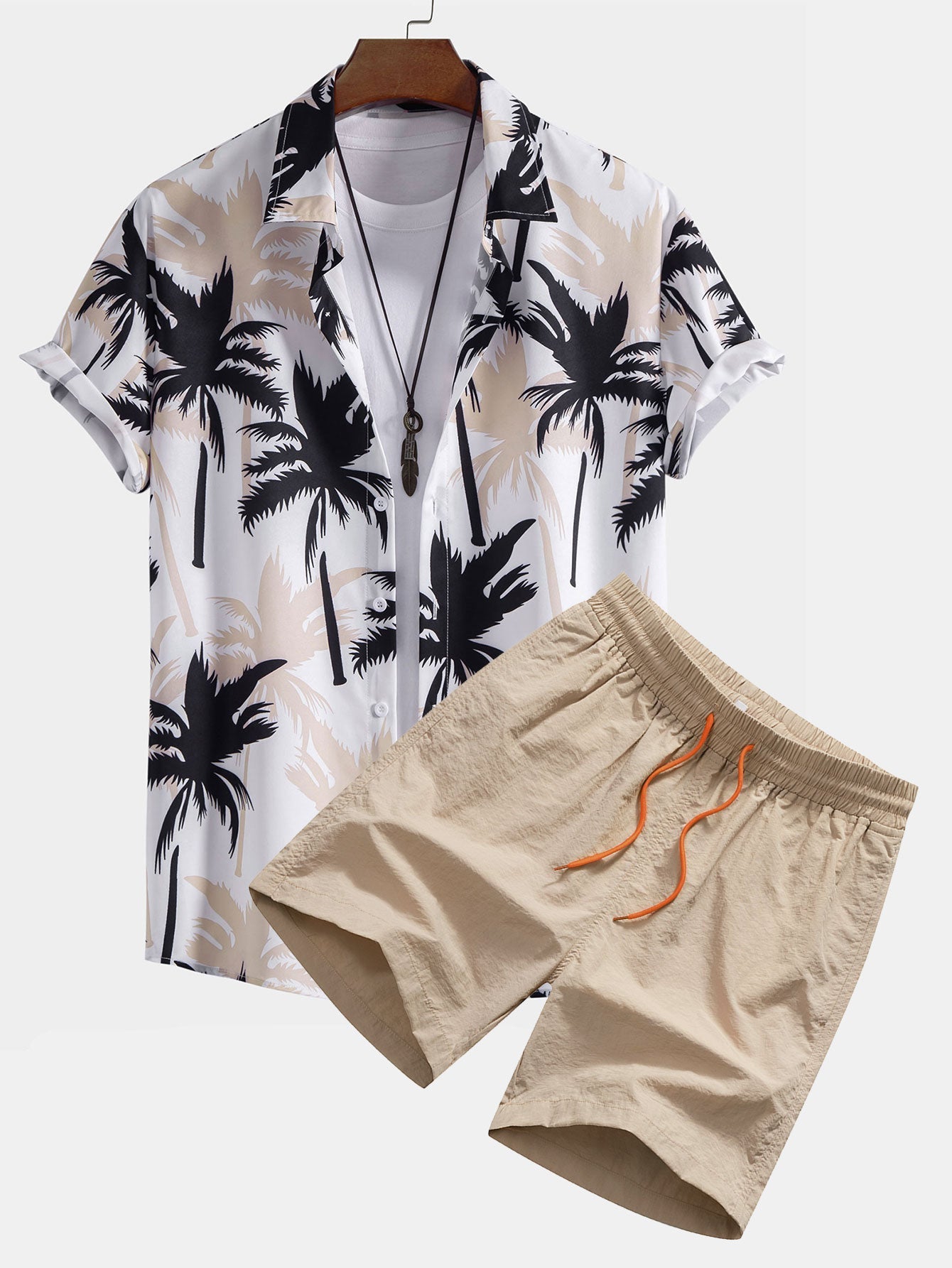 Hugo | Herreskjorte og badeshorts med palmemønster