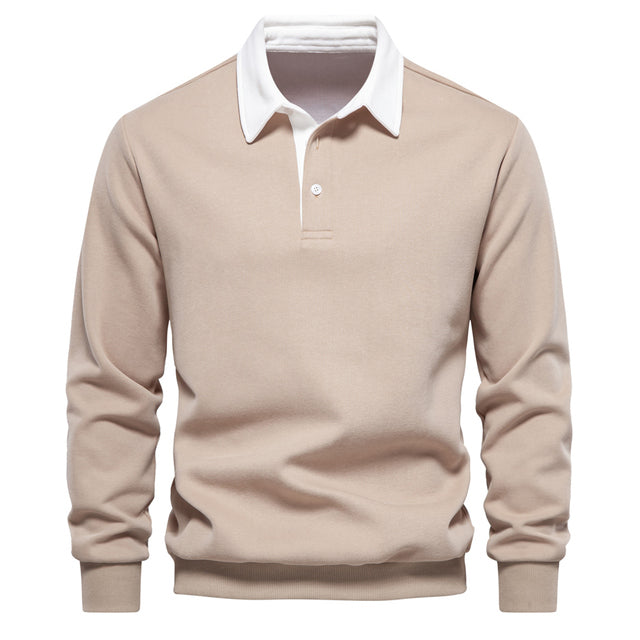 Elegant Herre Langermet Polo T-skjorte