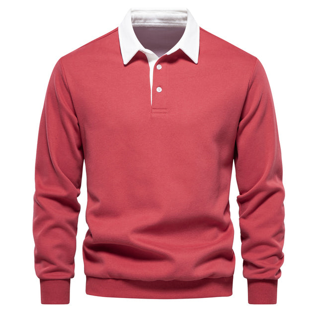 Elegant Herre Langermet Polo T-skjorte