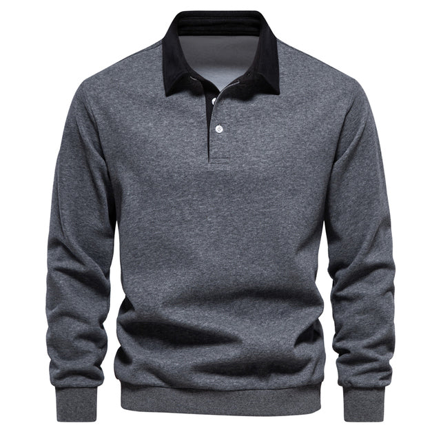 Elegant Herre Langermet Polo T-skjorte