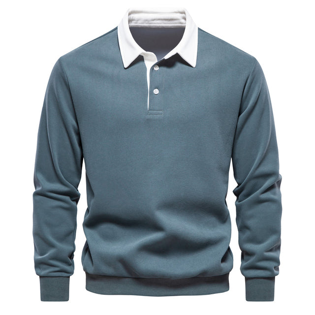 Elegant Herre Langermet Polo T-skjorte
