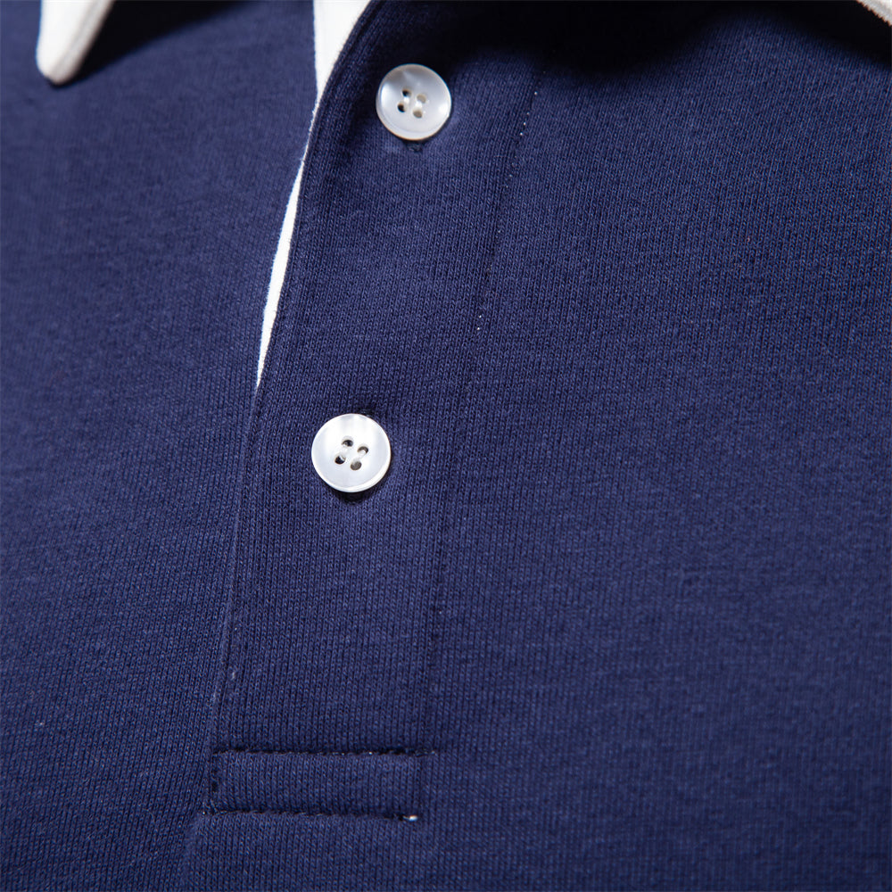 Elegant Herre Langermet Polo T-skjorte
