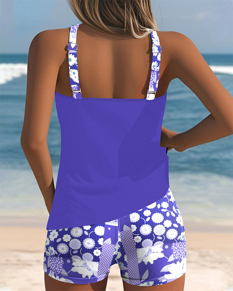 Laura | Sporty Bikini Sett med Printede Shorts