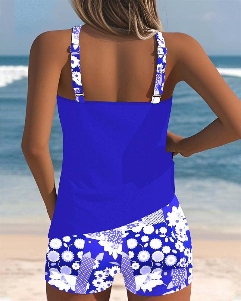 Laura | Sporty Bikini Sett med Printede Shorts