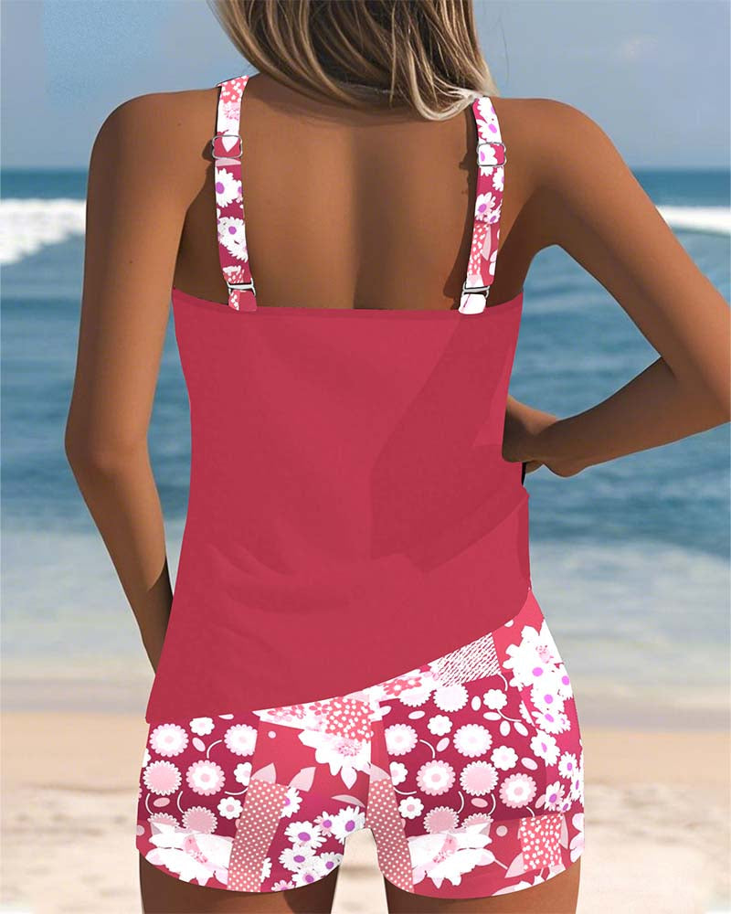 Laura | Sporty Bikini Sett med Printede Shorts