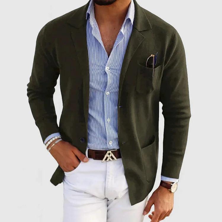 Elegant Herrecardigan med Lommer og Krage