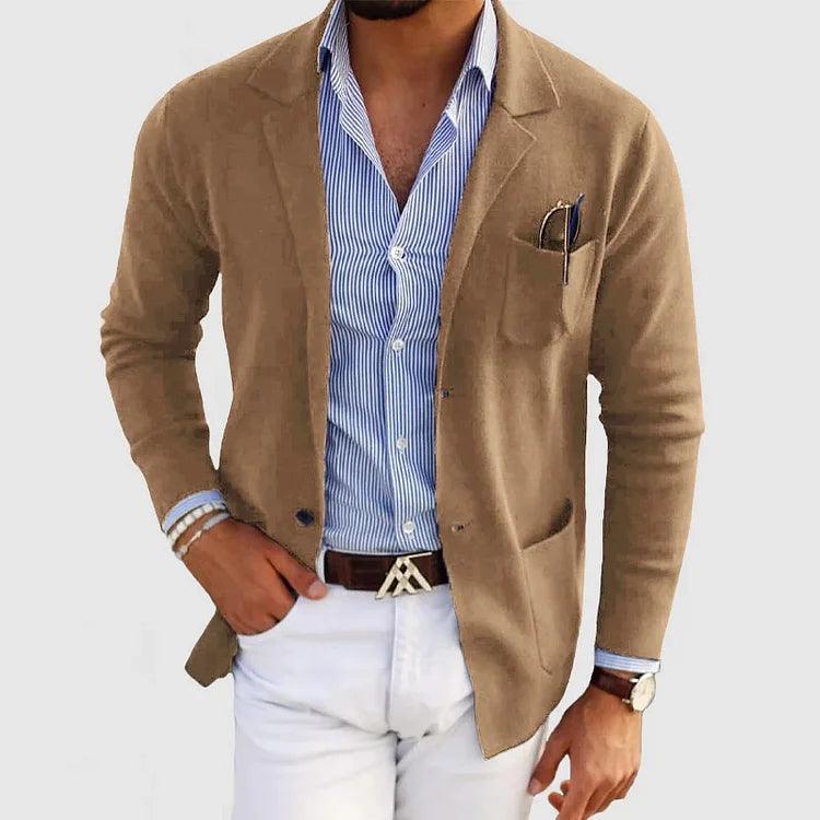 Elegant Herrecardigan med Lommer og Krage