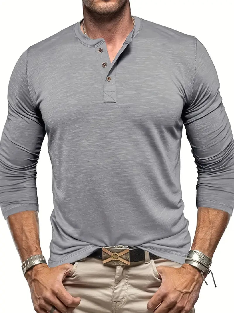 Tommy | Langermet Henley T-skjorte med komfortabel passform