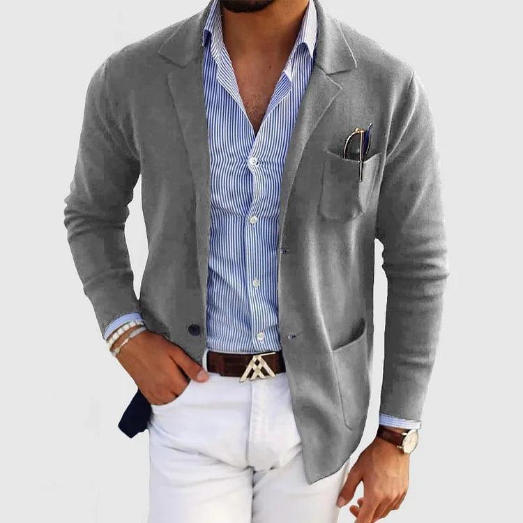 Elegant Herrecardigan med Lommer og Krage