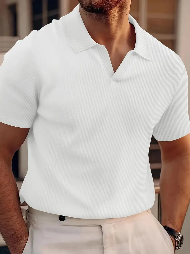 Herre V-hals Kortermet Polo T-skjorte