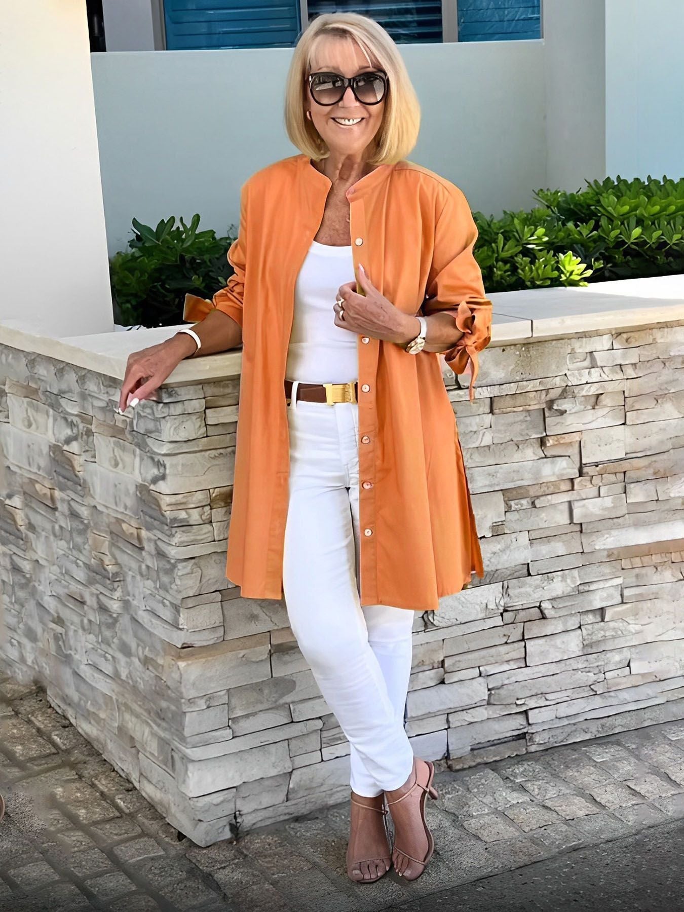 Alma | Langermet Damebluse med Plissert Rygg