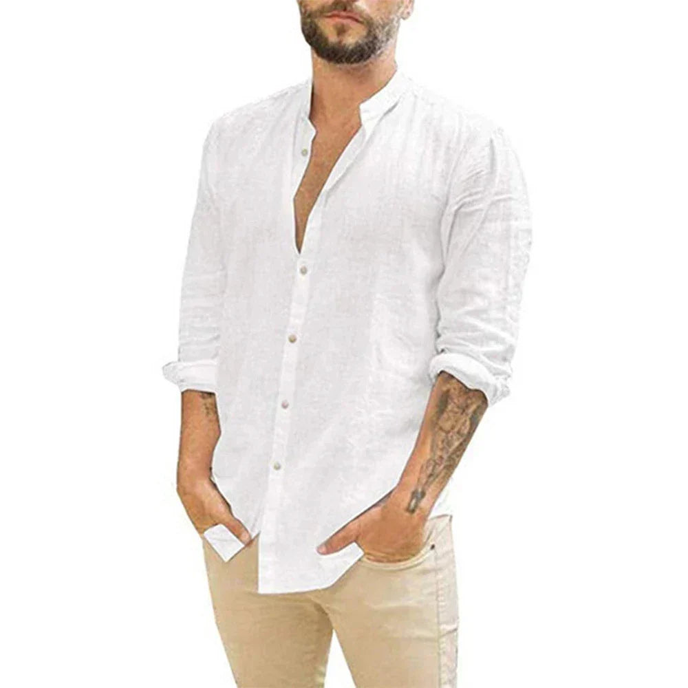 Elegant Herreskjorte i Lin for Varme Dager