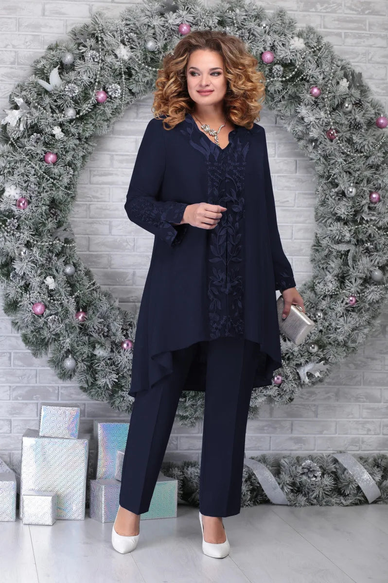 Tredelt Brodert Dress for Menn i Stor Størrelse