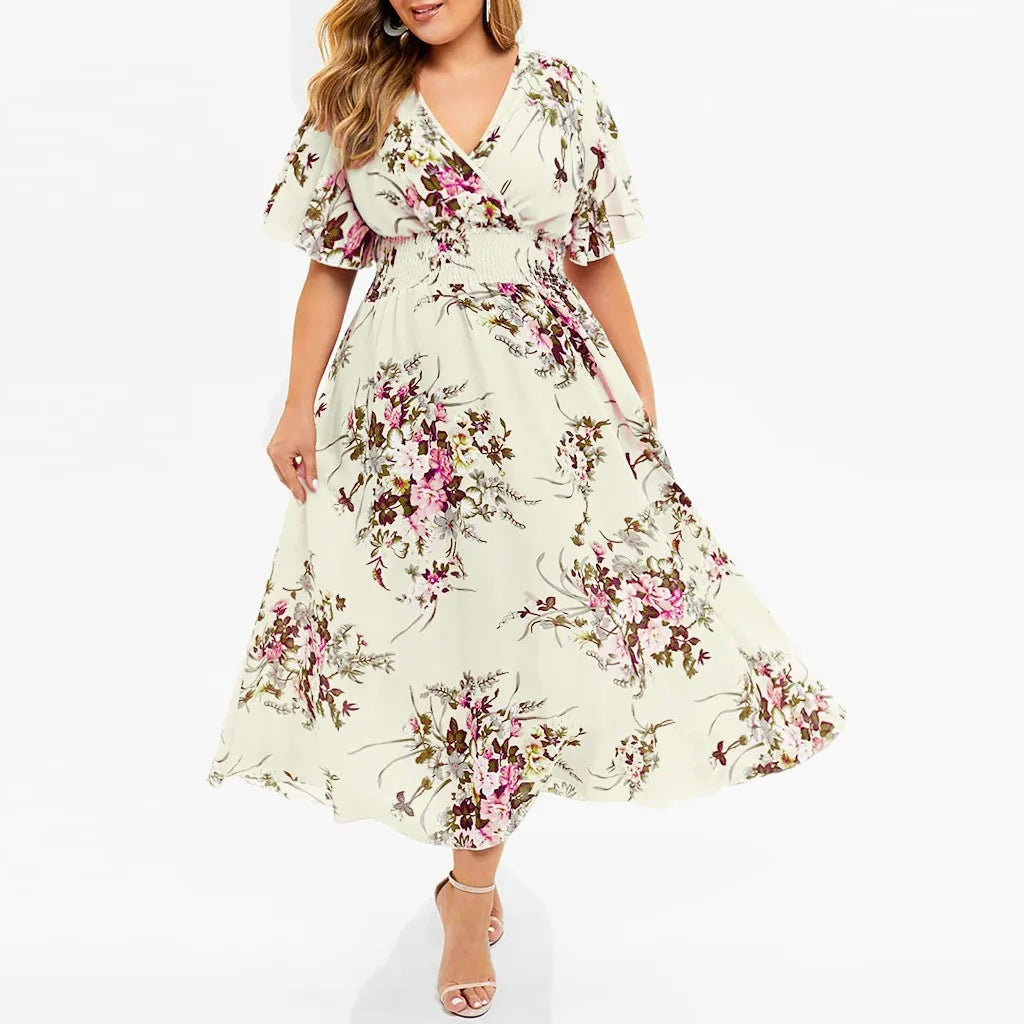 Blomstret Chiffonkjole for Kvinner i Plus Size