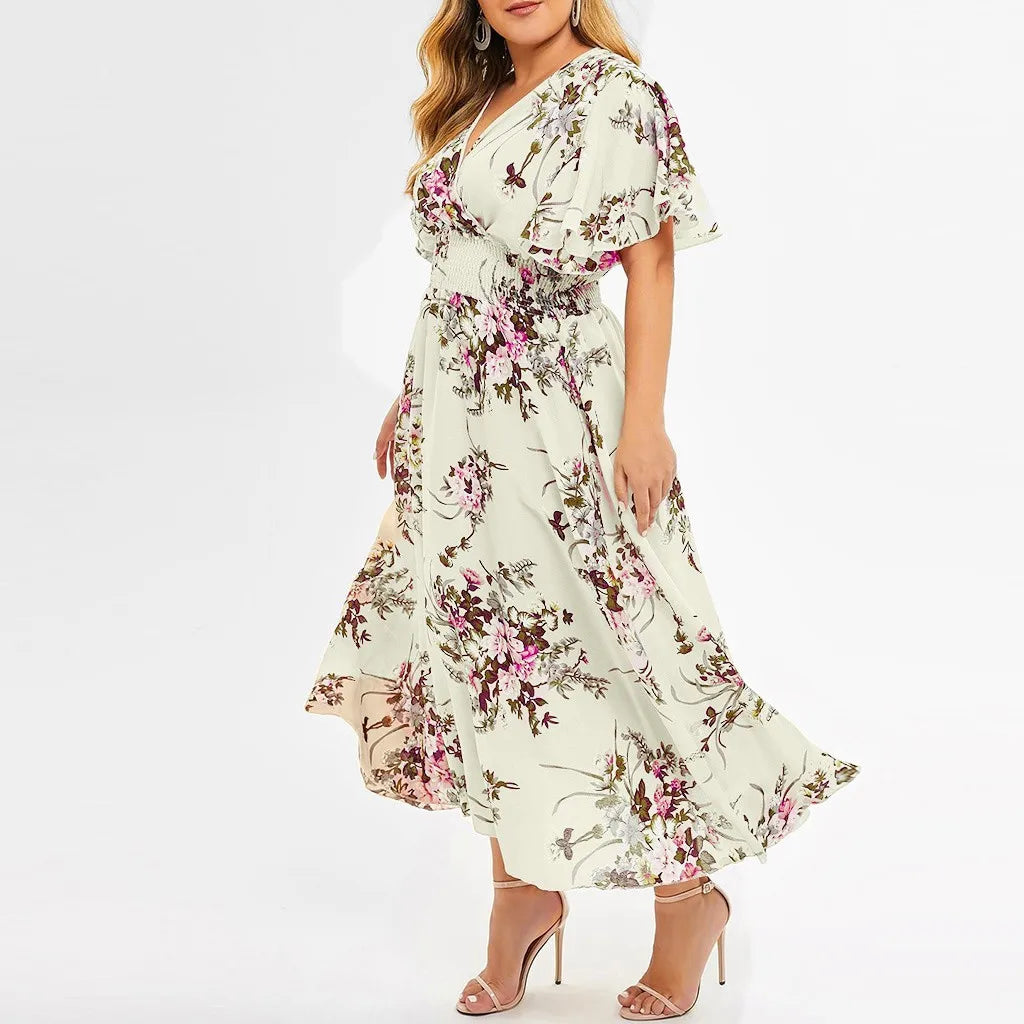 Blomstret Chiffonkjole for Kvinner i Plus Size