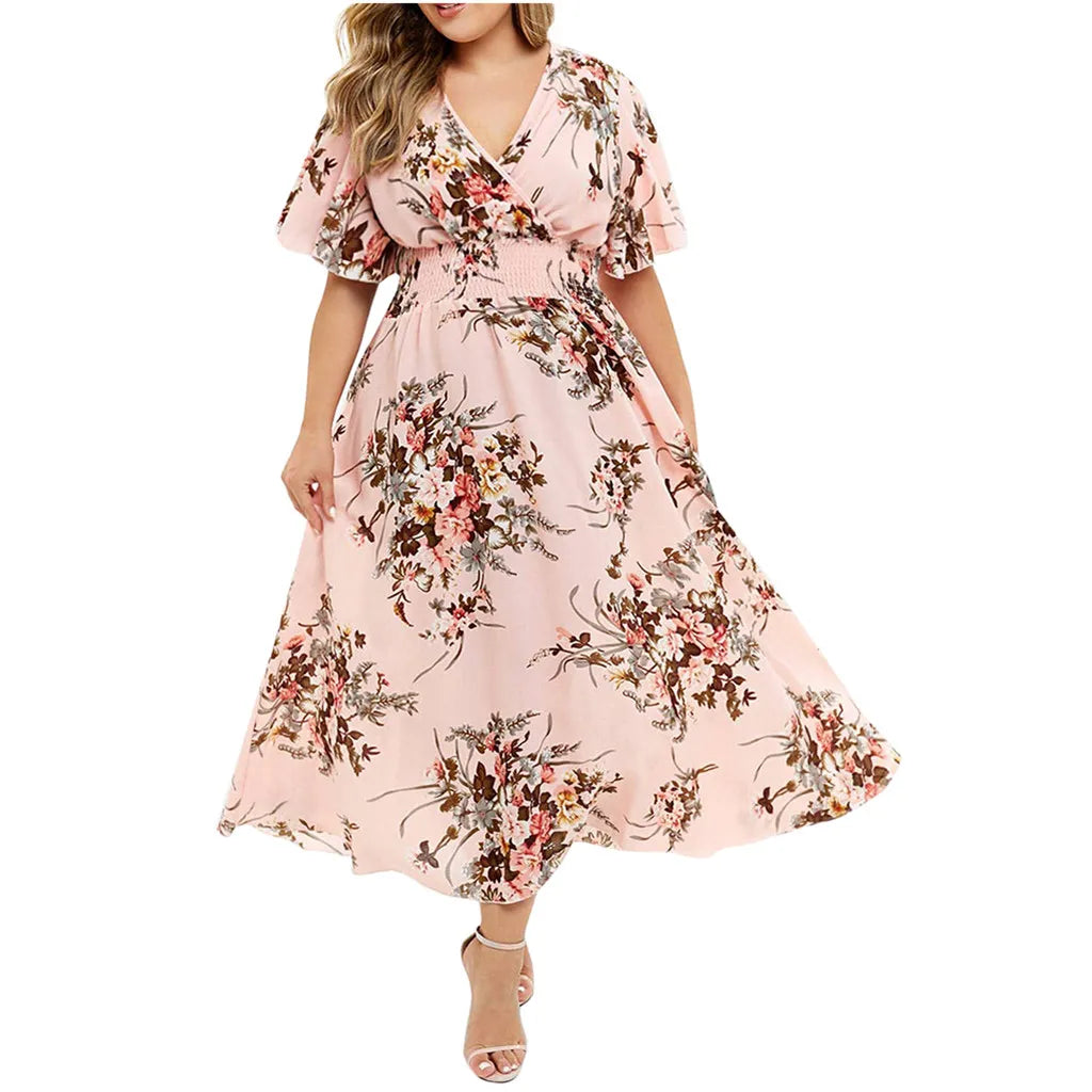 Blomstret Chiffonkjole for Kvinner i Plus Size