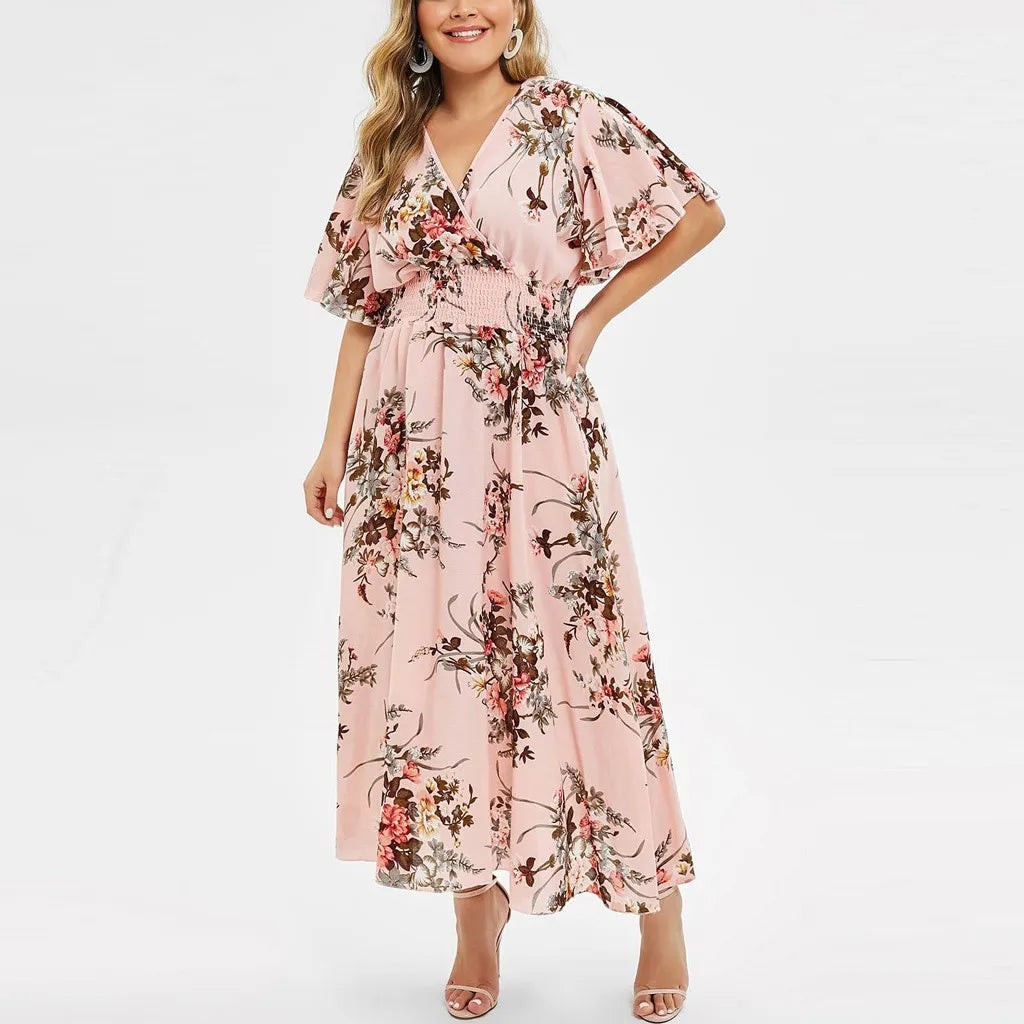 Blomstret Chiffonkjole for Kvinner i Plus Size