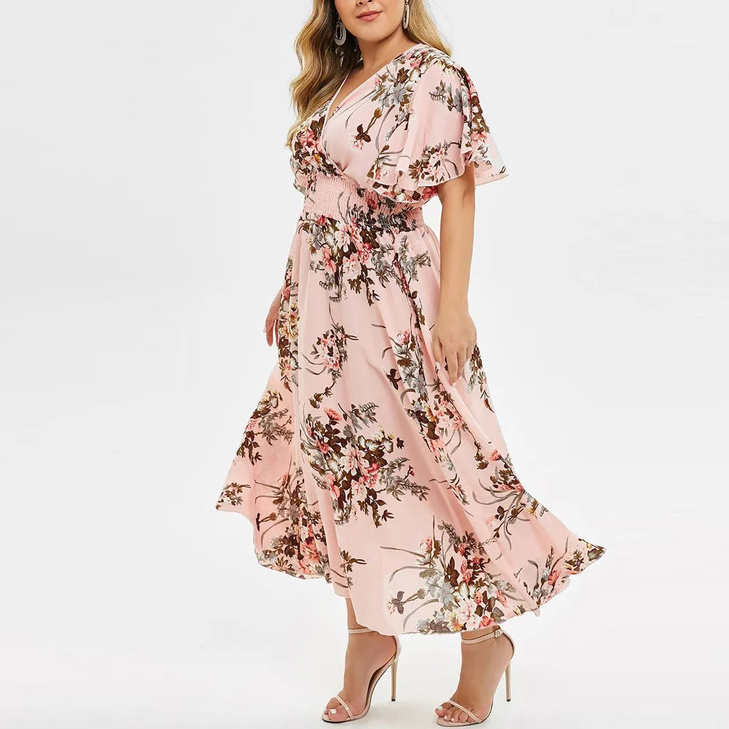 Blomstret Chiffonkjole for Kvinner i Plus Size