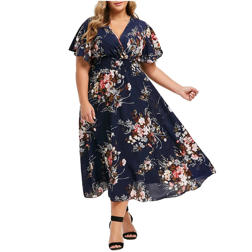 Blomstret Chiffonkjole for Kvinner i Plus Size