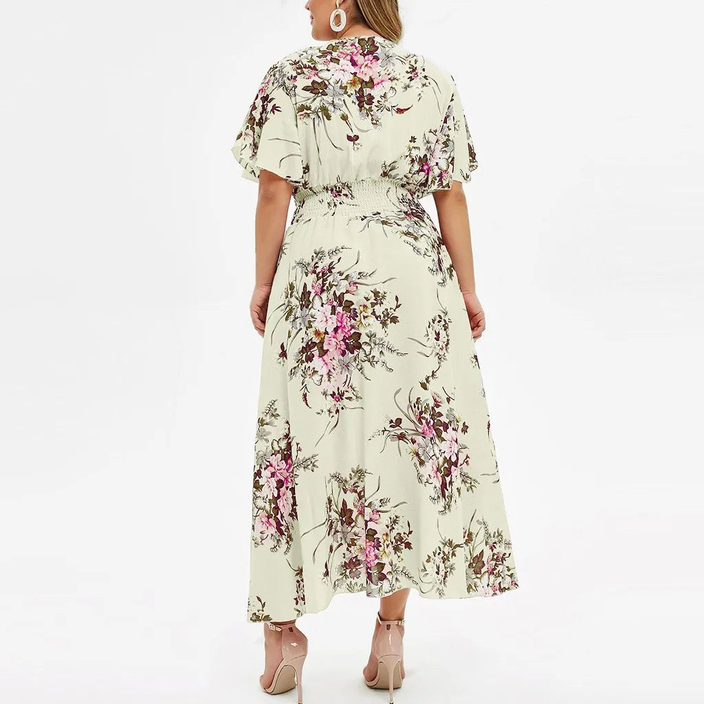Blomstret Chiffonkjole for Kvinner i Plus Size