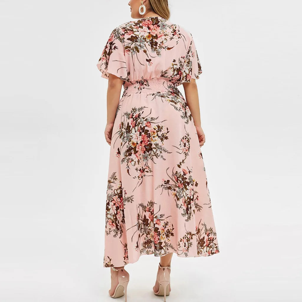 Blomstret Chiffonkjole for Kvinner i Plus Size