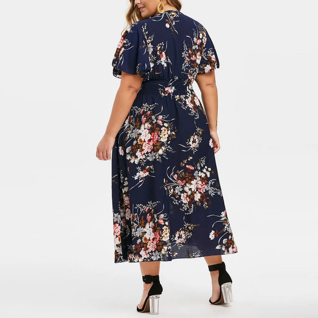 Blomstret Chiffonkjole for Kvinner i Plus Size