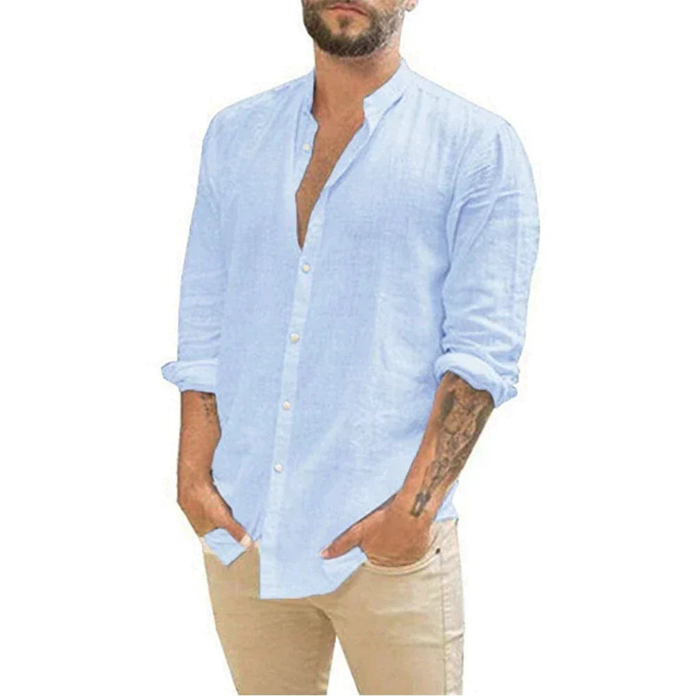 Elegant Herreskjorte i Lin for Varme Dager