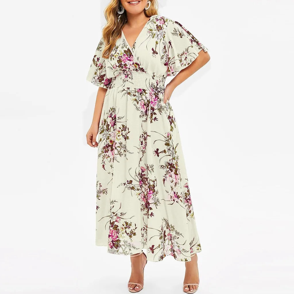 Blomstret Chiffonkjole for Kvinner i Plus Size