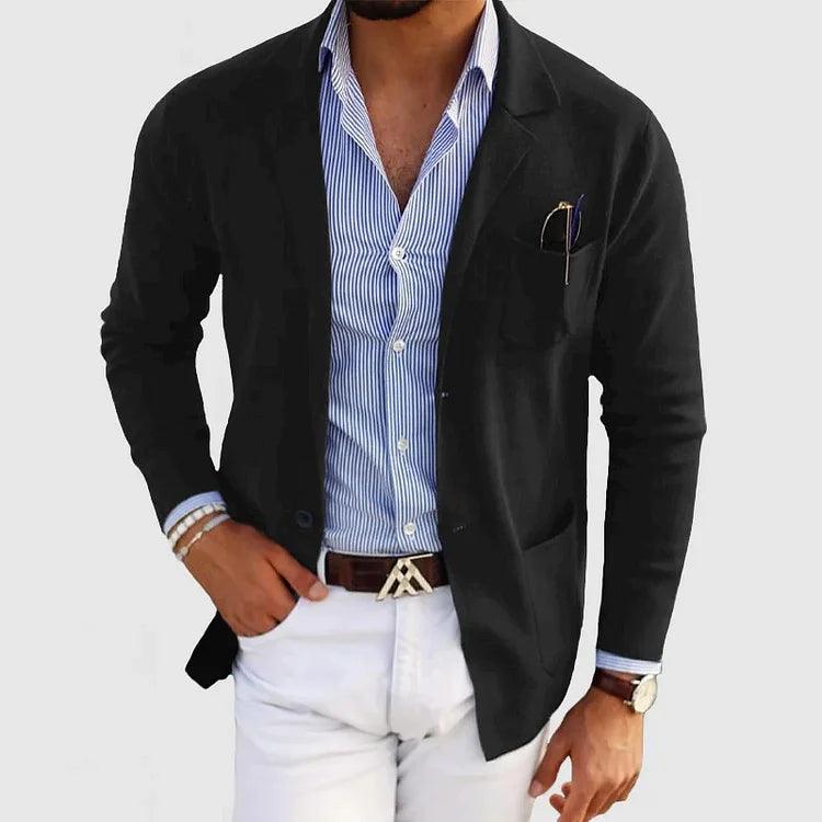 Elegant Herrecardigan med Lommer og Krage