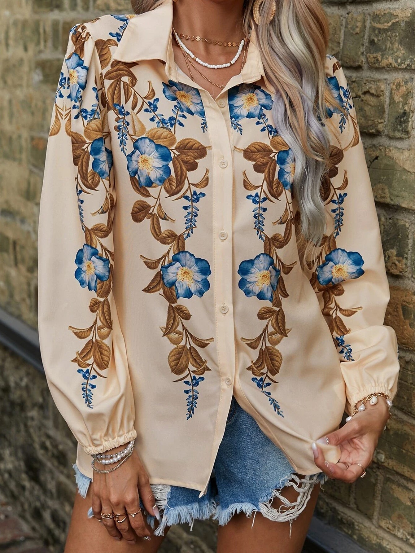 Alma | Langermet Damebluse med Blomstermønster