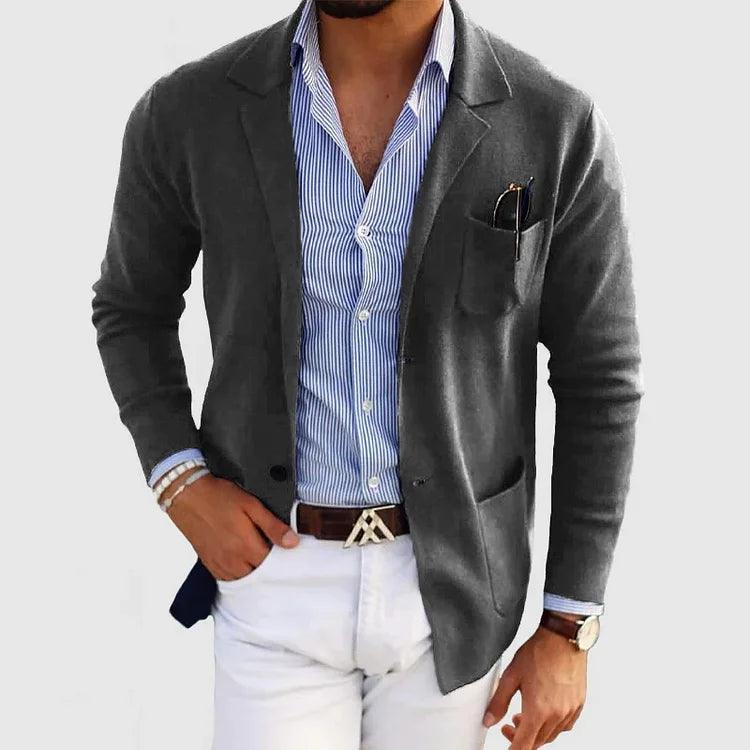 Elegant Herrecardigan med Lommer og Krage