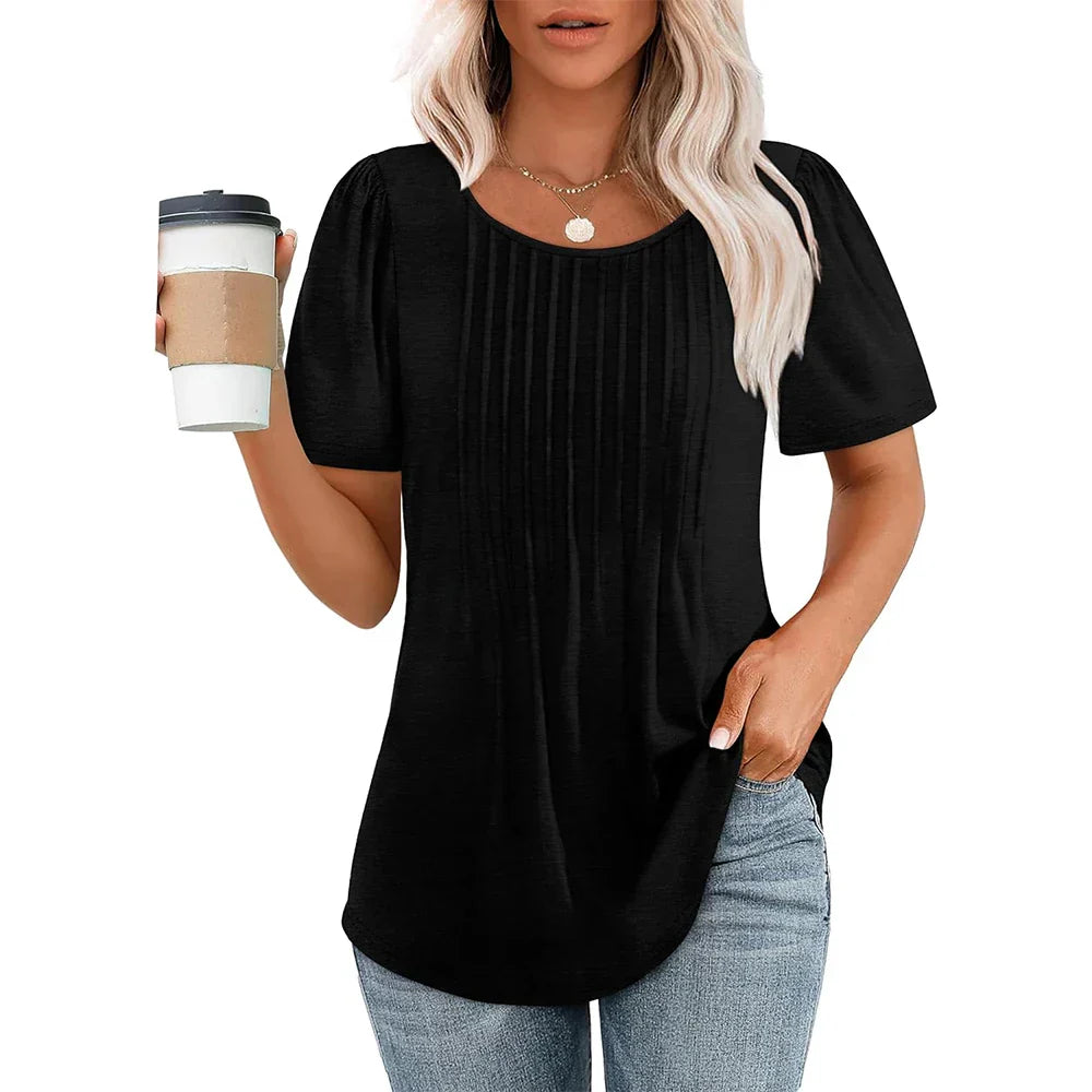 Dame T-skjorte med Elegant Mønster for Sommer