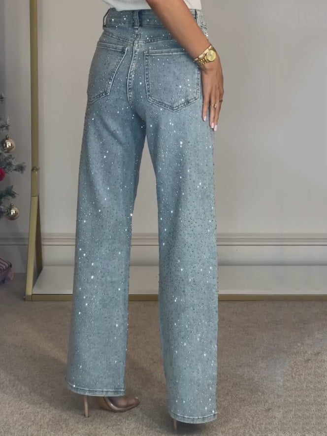 Damejeans med Glitrende Detaljer for Fest