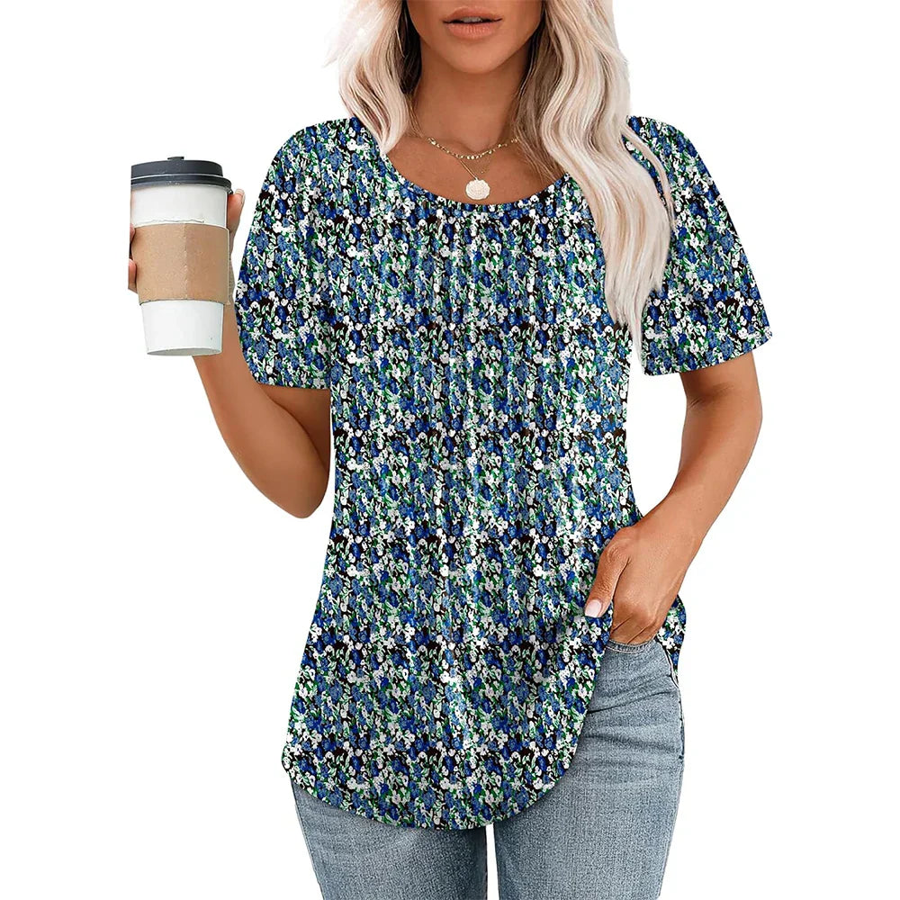 Dame T-skjorte med Elegant Mønster for Sommer