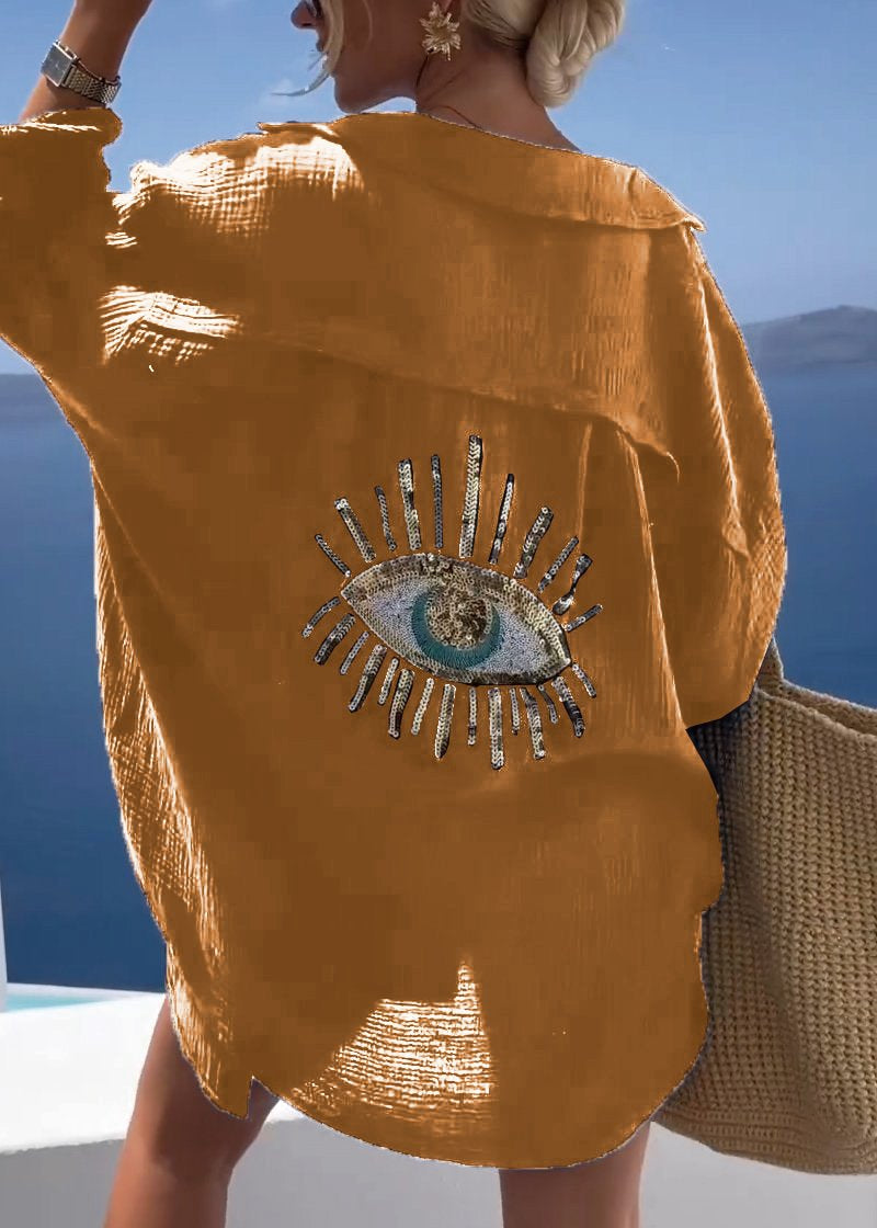 Sofie | Dame Oversize Skjorte med Brodert Rygdetalj