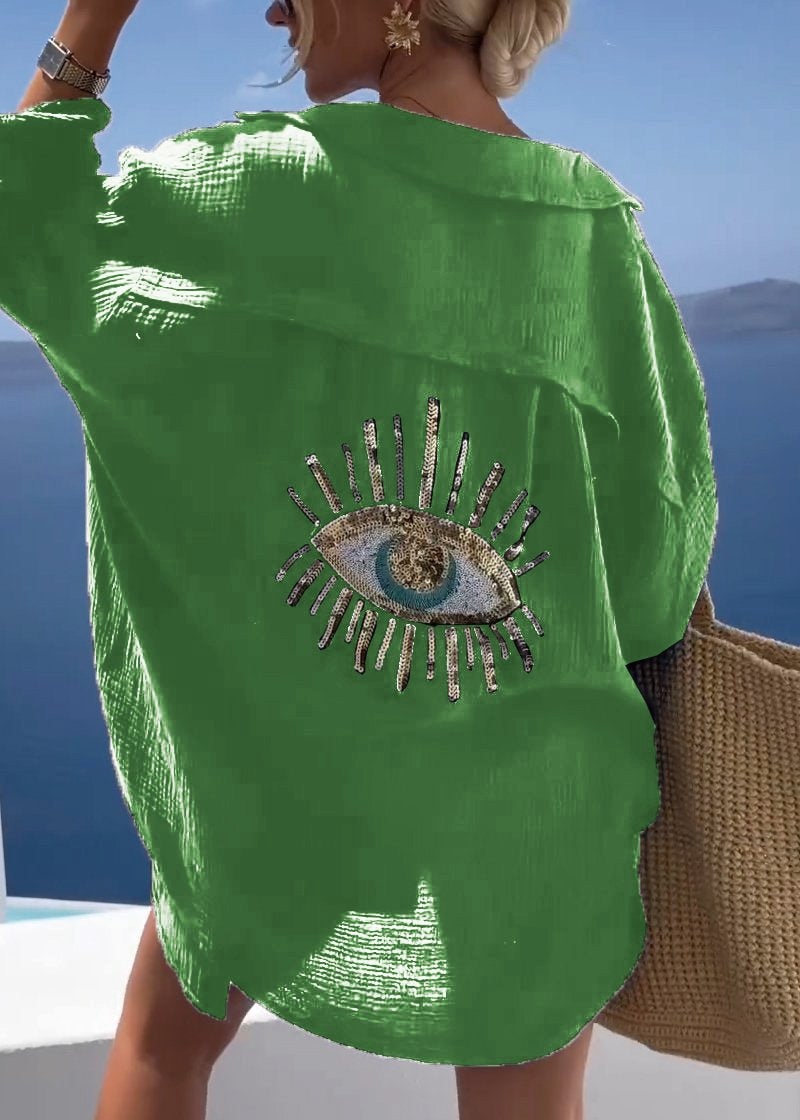 Sofie | Dame Oversize Skjorte med Brodert Rygdetalj