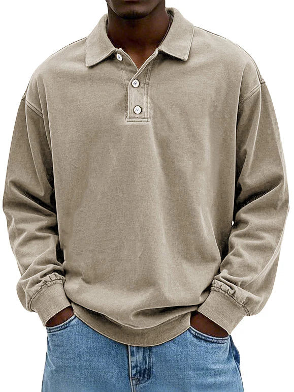 Elegant Langermet Poloskjorte for Menn