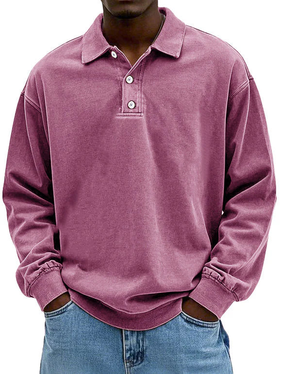 Elegant Langermet Poloskjorte for Menn