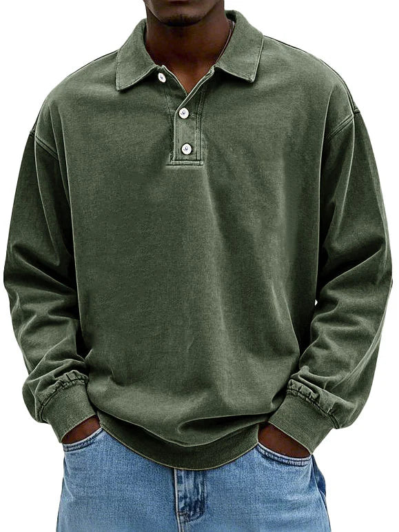 Elegant Langermet Poloskjorte for Menn