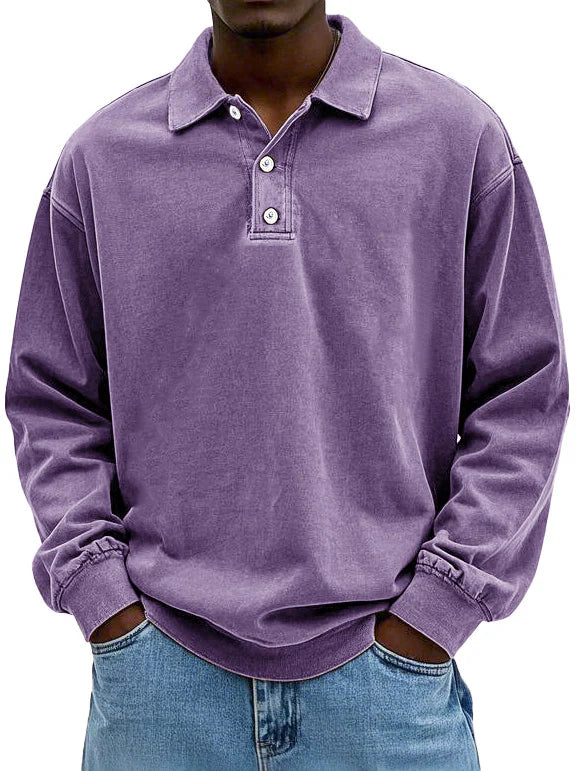 Elegant Langermet Poloskjorte for Menn