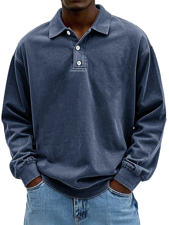 Elegant Langermet Poloskjorte for Menn