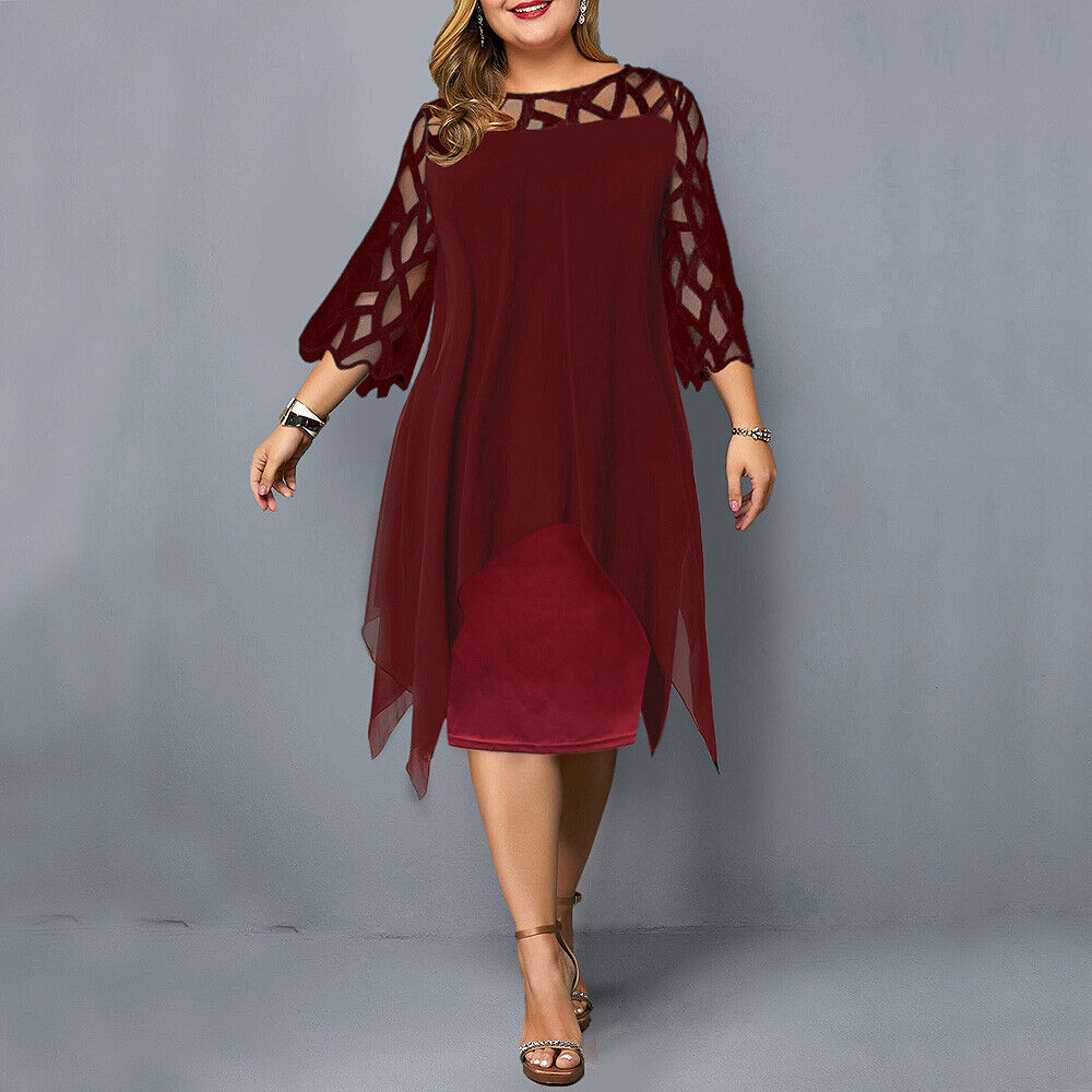 Elegant Midi Kjole for Kvinner i Plus Size