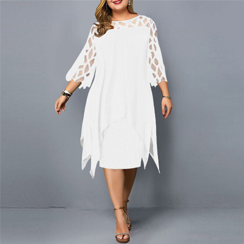 Elegant Midi Kjole for Kvinner i Plus Size
