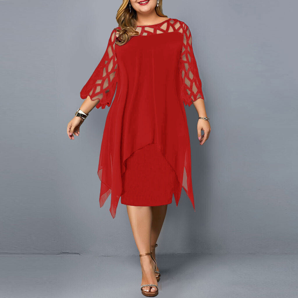 Elegant Midi Kjole for Kvinner i Plus Size