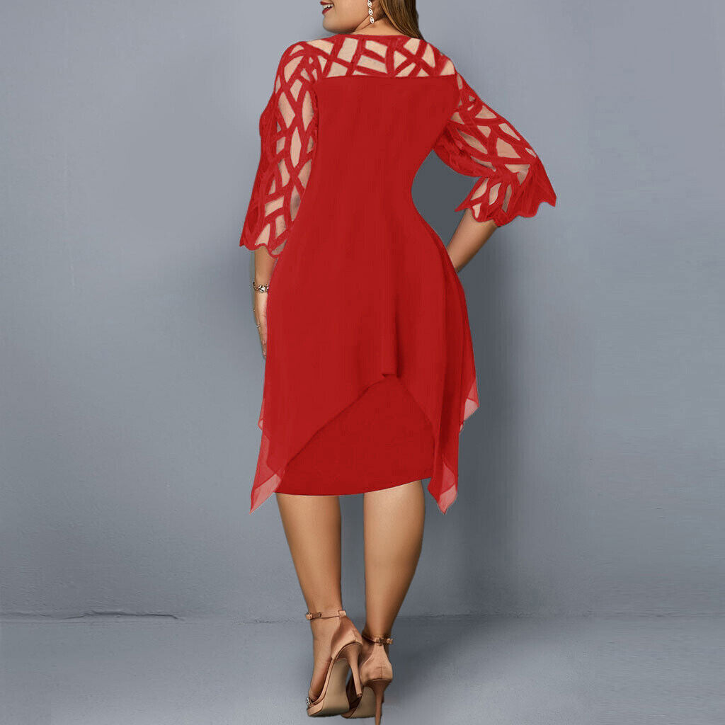 Elegant Midi Kjole for Kvinner i Plus Size