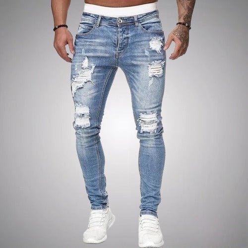 Herrejeans med Slitte Detaljer