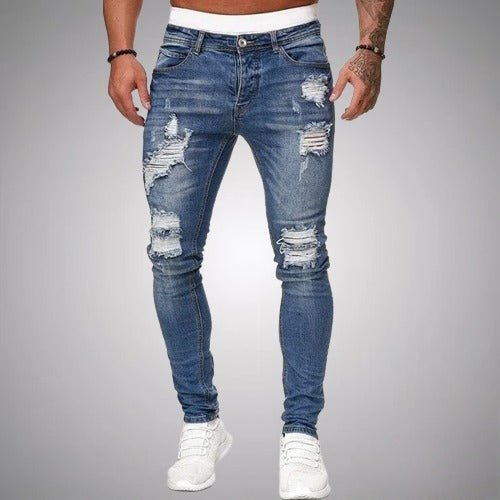 Herrejeans med Slitte Detaljer